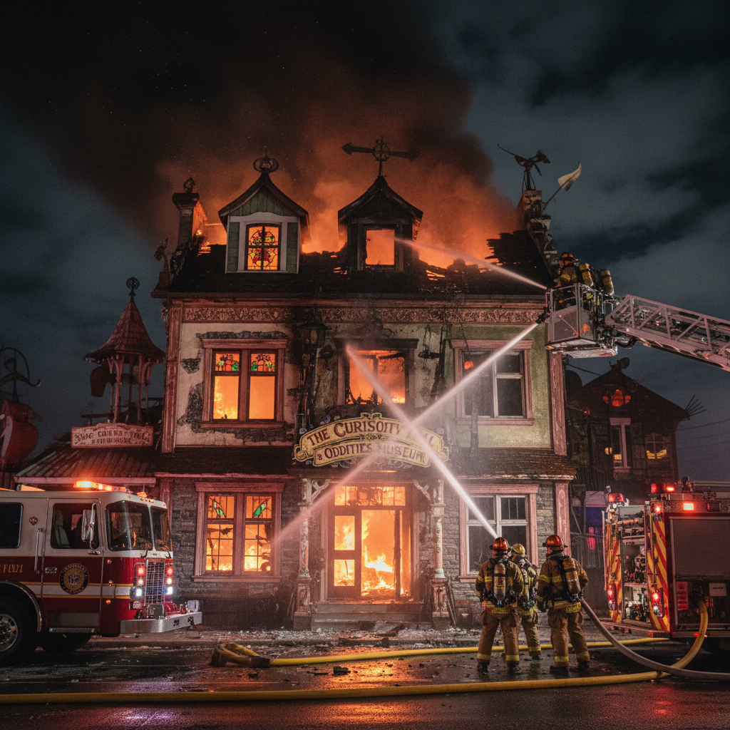 Cabinet of curiosities faces fiery trial.